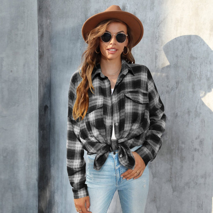 TORI™ - Vintage Plaid Button Down Long Sleeve Blouse - Beaumonts Closet Toronto