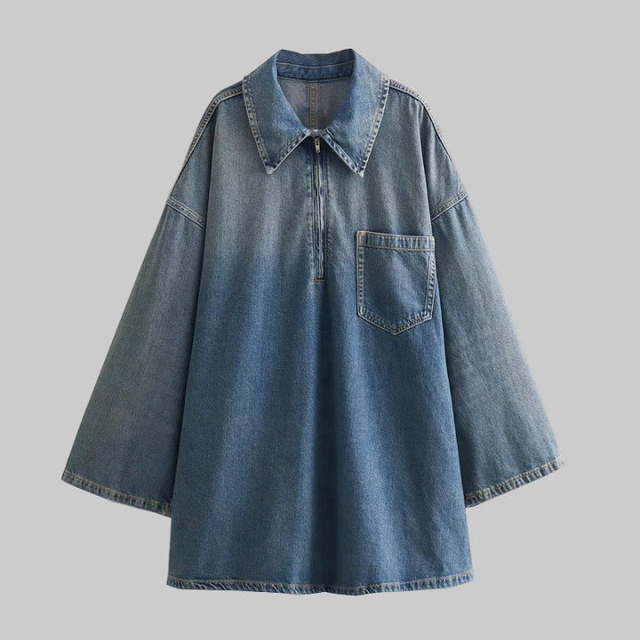 TWALYA™ - Vintage Half Zip Collared Long Sleeve Top - Beaumonts Closet Toronto