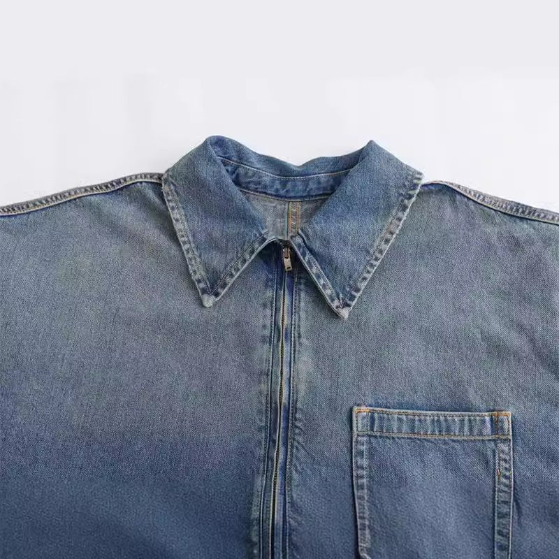 TWALYA™ - Vintage Half Zip Collared Long Sleeve Top - Beaumonts Closet Toronto