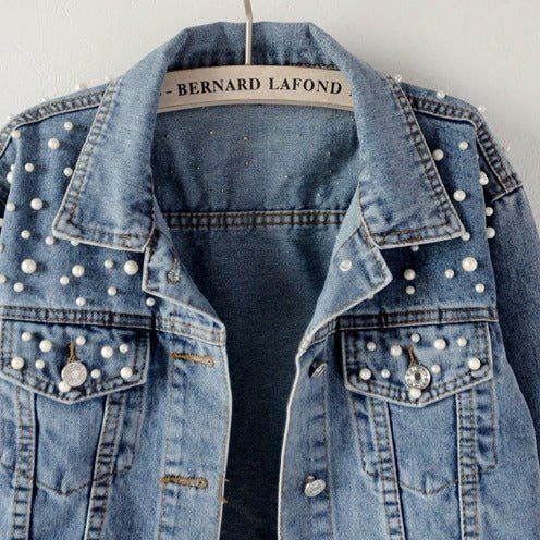 VALERIE™ - Vintage Loose Embroidered Pearls Cropped Jacket - Beaumonts Closet Toronto