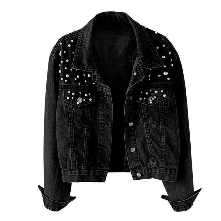 VALERIE™ - Vintage Loose Embroidered Pearls Cropped Jacket - Beaumonts Closet Toronto