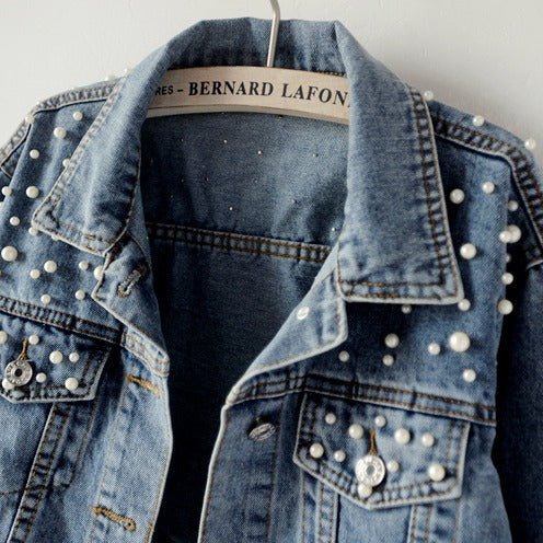 VALERIE™ - Vintage Loose Embroidered Pearls Cropped Jacket - Beaumonts Closet Toronto