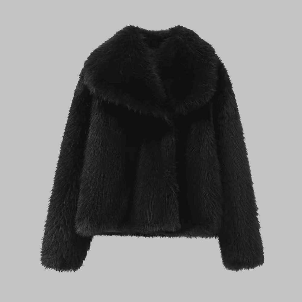 WEENA™ - Classy Long Sleeve Collared Fuzzy Coat - Beaumonts Closet Toronto