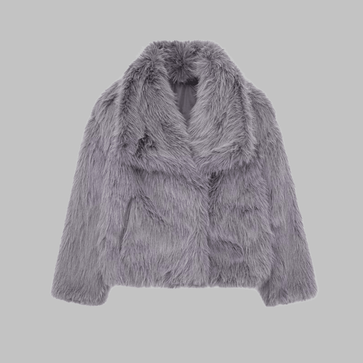 WEENA™ - Classy Long Sleeve Collared Fuzzy Coat - Beaumonts Closet Toronto