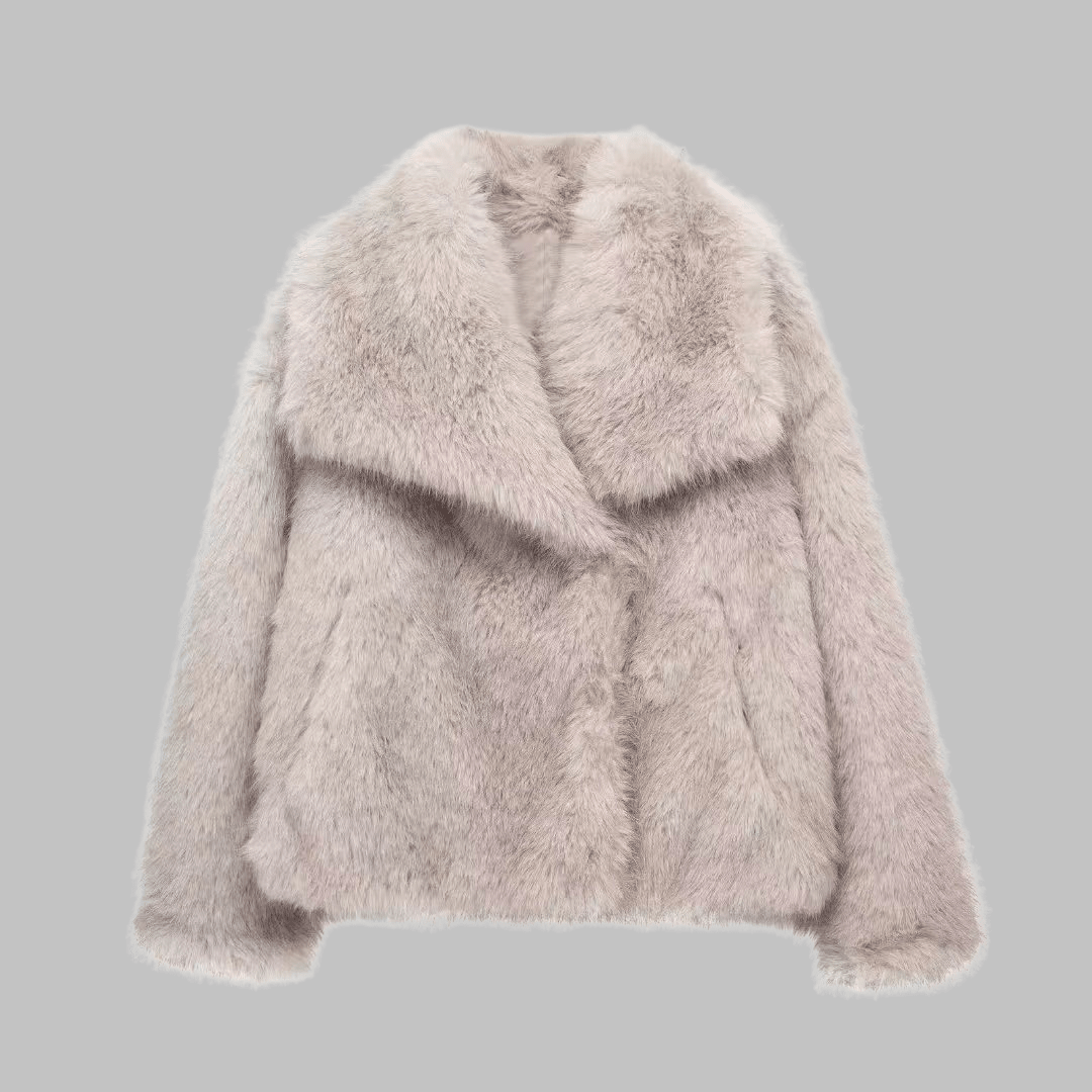 WEENA™ - Classy Long Sleeve Collared Fuzzy Coat - Beaumonts Closet Toronto