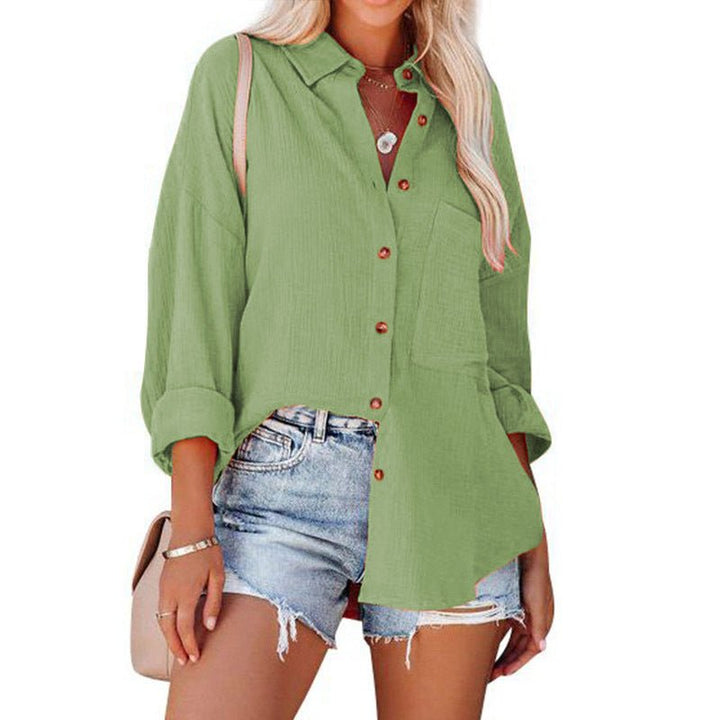 WOLLY™ - Casual Button Down Long Sleeve Blouse - Beaumonts Closet Toronto
