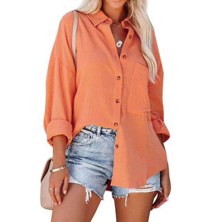 WOLLY™ - Casual Button Down Long Sleeve Blouse - Beaumonts Closet Toronto